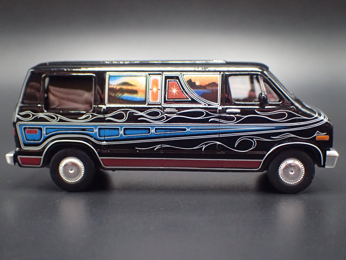 1977 77 DODGE B100 VAN BLACK 1:64 SCALE DIORAMA DIECAST MODEL CAR