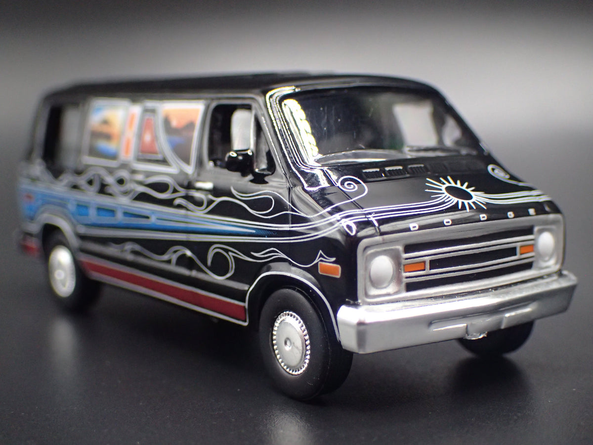 1977 77 DODGE B100 VAN BLACK 1:64 SCALE DIORAMA DIECAST MODEL CAR