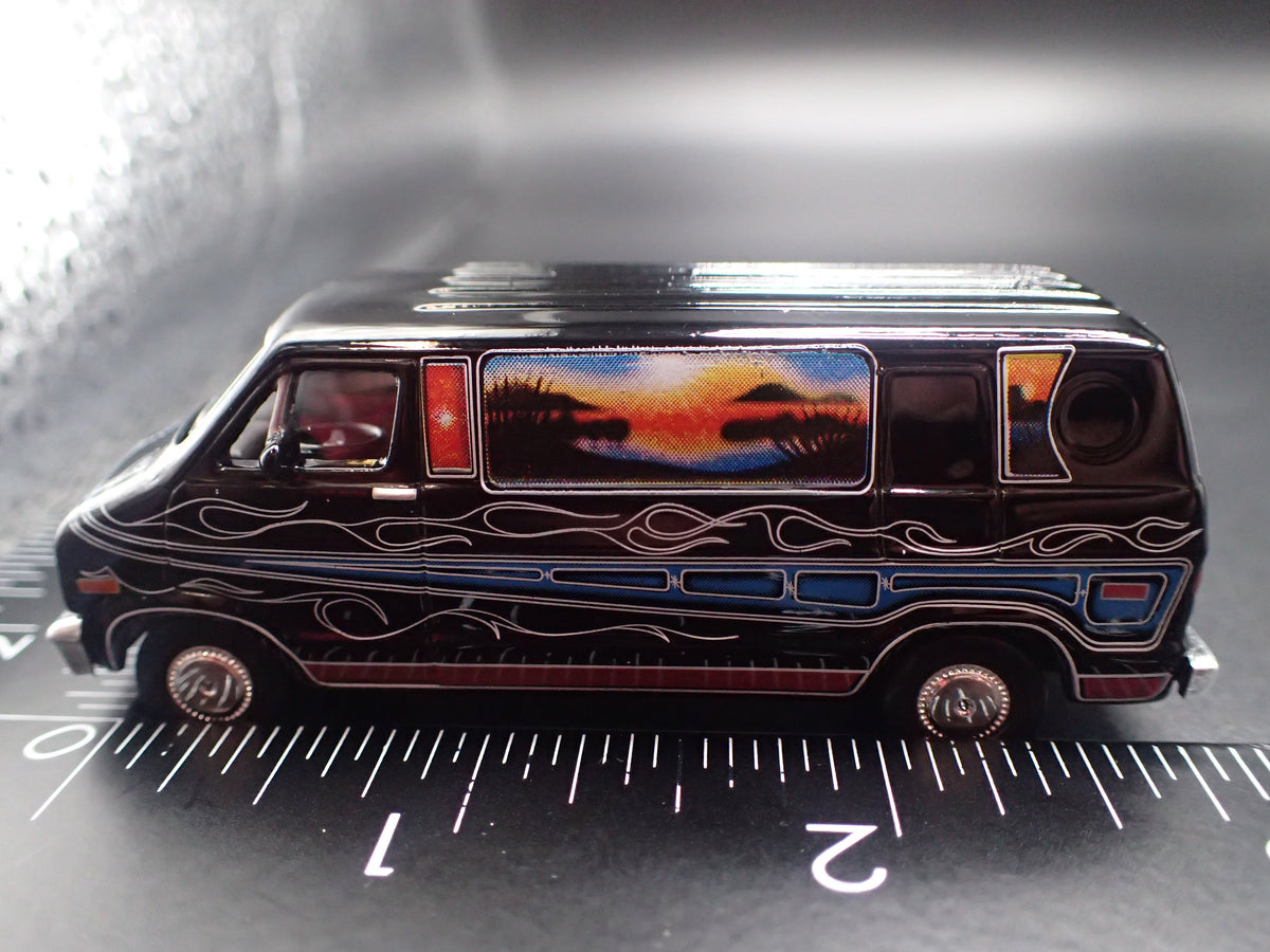 1977 77 DODGE B100 VAN BLACK 1:64 SCALE DIORAMA DIECAST MODEL CAR