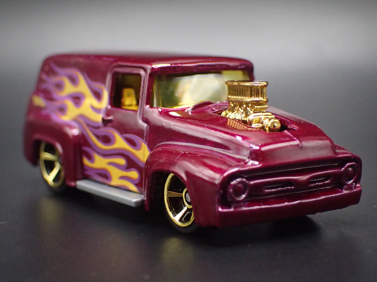 1956 56 FORD F100 PANEL DELIVERY VAN PURPLE 1:64 SCALE DIORAMA DIECAST MODEL CAR