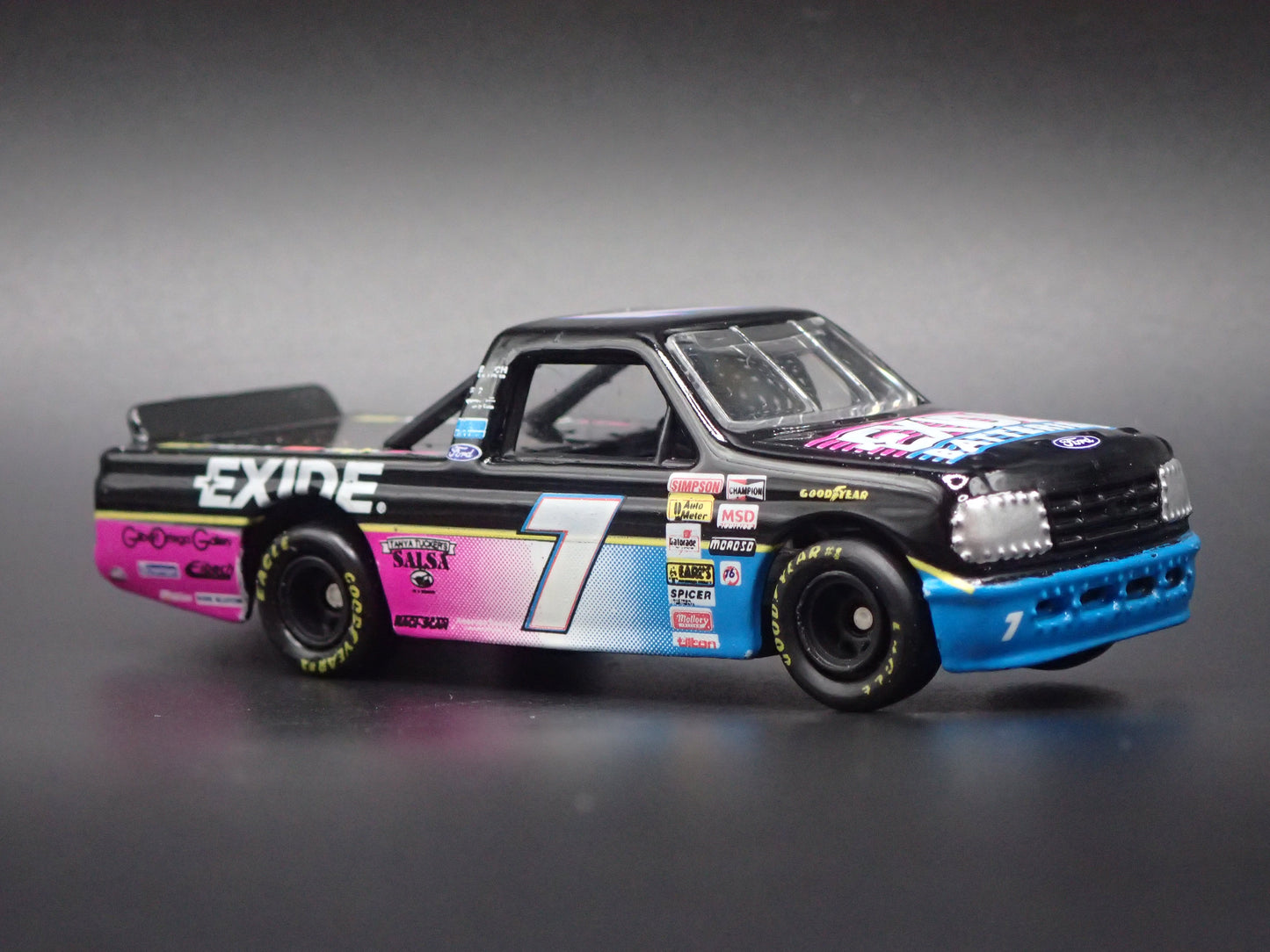 1995 95 FORD F150 #7 GEOFF BODINE EXIDE NASCAR TRUCK 1:64 DIECAST CAR