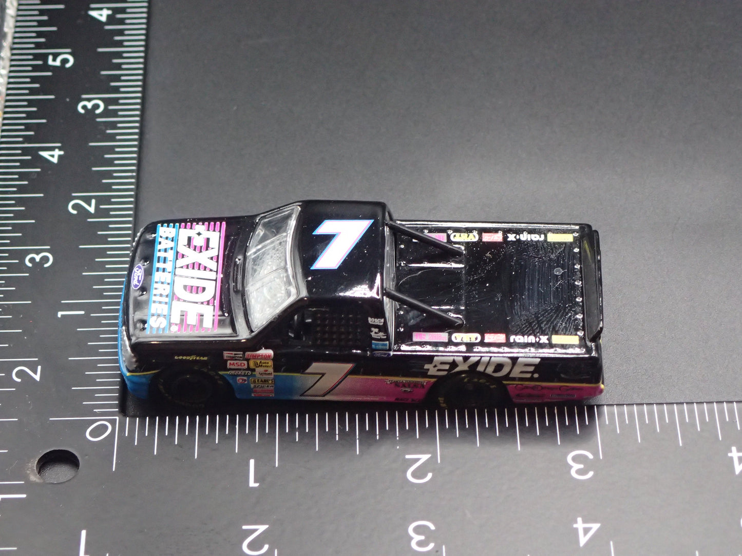 1995 95 FORD F150 #7 GEOFF BODINE EXIDE NASCAR TRUCK 1:64 DIECAST CAR