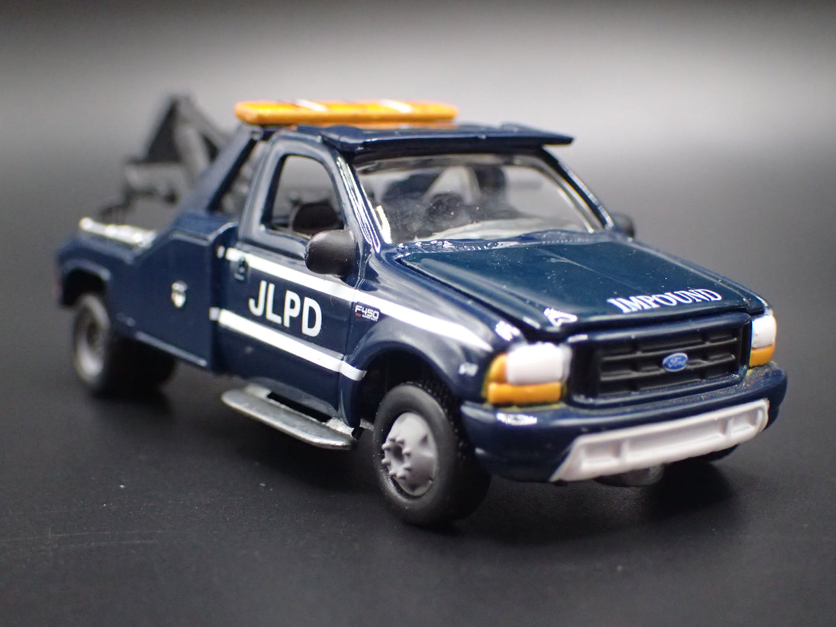 1997-2003 FORD F250 TOW TRUCK WRECKER BLUE 1:64 SCALE DIORAMA DIECAST MODEL CAR