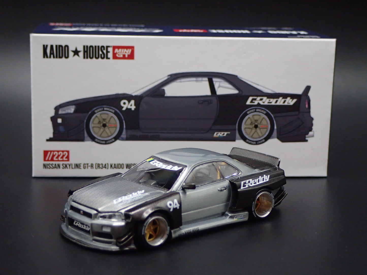NISSAN SKYLINE GTR R34 #222 KAIDO HOUSE MINI GT RAW CHASE 2026 1:64 DIECAST MODEL CAR