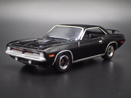 1970 70 PLYMOUTH HEMI CUDA BLACK 1:64 SCALE COLLECTIBLE DIORAMA DIECAST MODEL CAR-Burning Rubber Toy Company