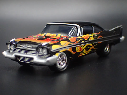 1958 58 PLYMOUTH BELVEDERE BLACK 1/64 SCALE COLLECTIBLE DIECAST MODEL CAR-Burning Rubber Toy Company