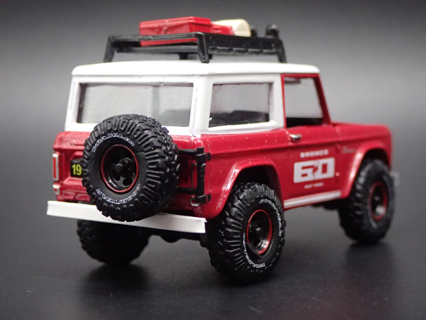 1966 66 FORD BRONCO 4X4 RED 60TH ANNIVERSAY 1:64 SCALE DIORAMA DIECAST MODEL CAR