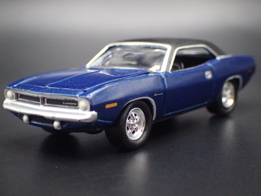 1970 70 PLYMOUTH CUDA BLUE 1:64 SCALE COLLECTIBLE DIECAST MODEL CAR-Burning Rubber Toy Company