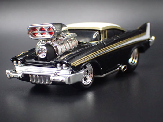 1957 57 PLYMOUTH FURY BLACK CRACKED PAINT LOOK 1/64 SCALE DIECAST MODEL CAR-Burning Rubber Toy Company