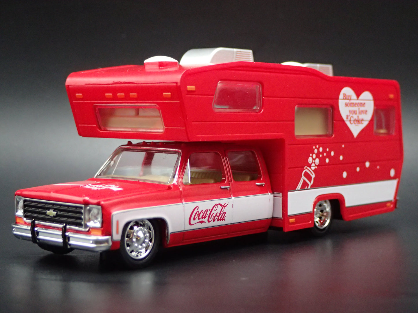 1975 75 CHEVY CHEYENNE SUPER 30 DUALLY SQUARE BODY TRUCK w/ CAMPER 1/64 DIECAST CAR