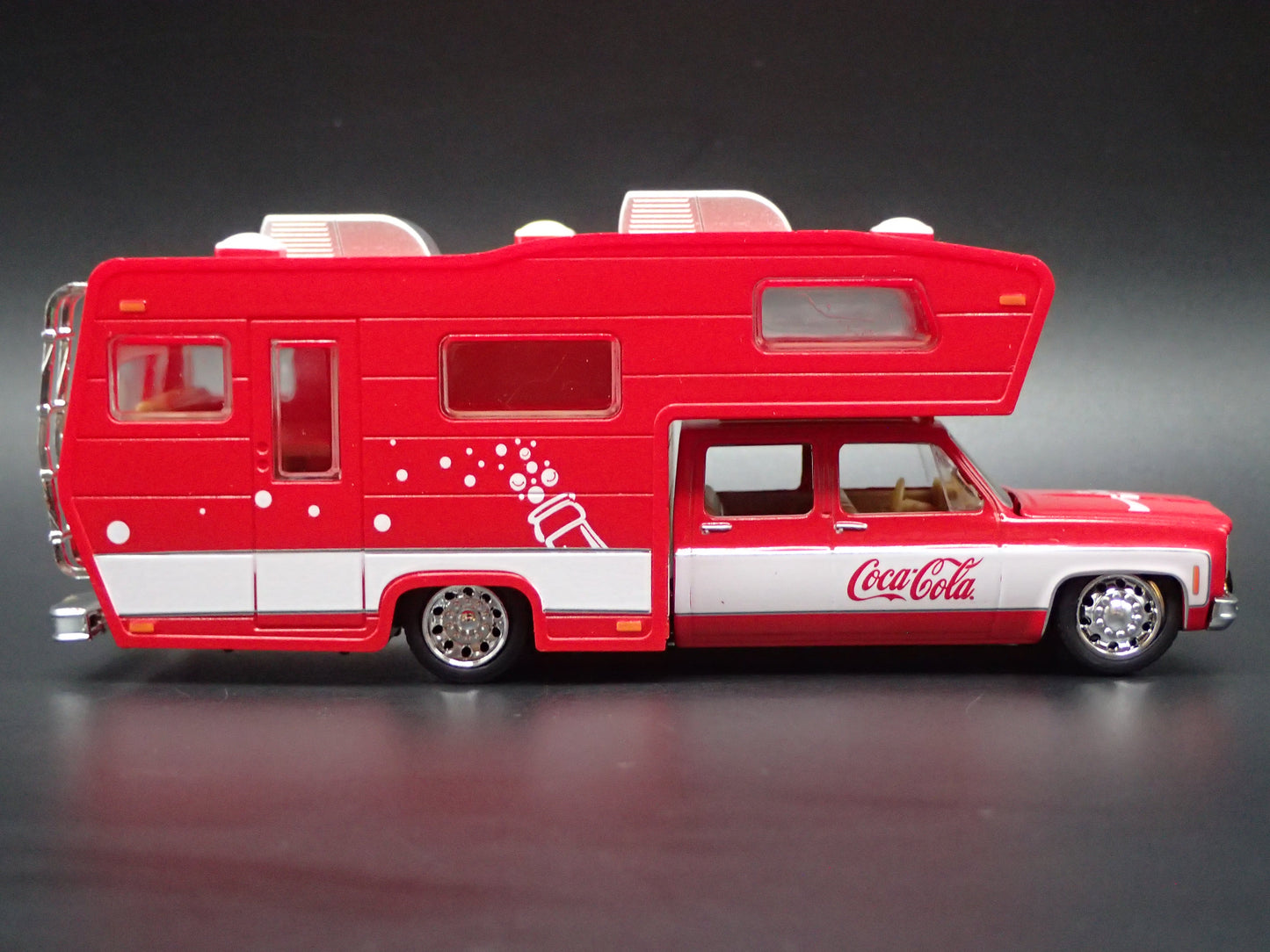 1975 75 CHEVY CHEYENNE SUPER 30 DUALLY SQUARE BODY TRUCK w/ CAMPER 1/64 DIECAST CAR