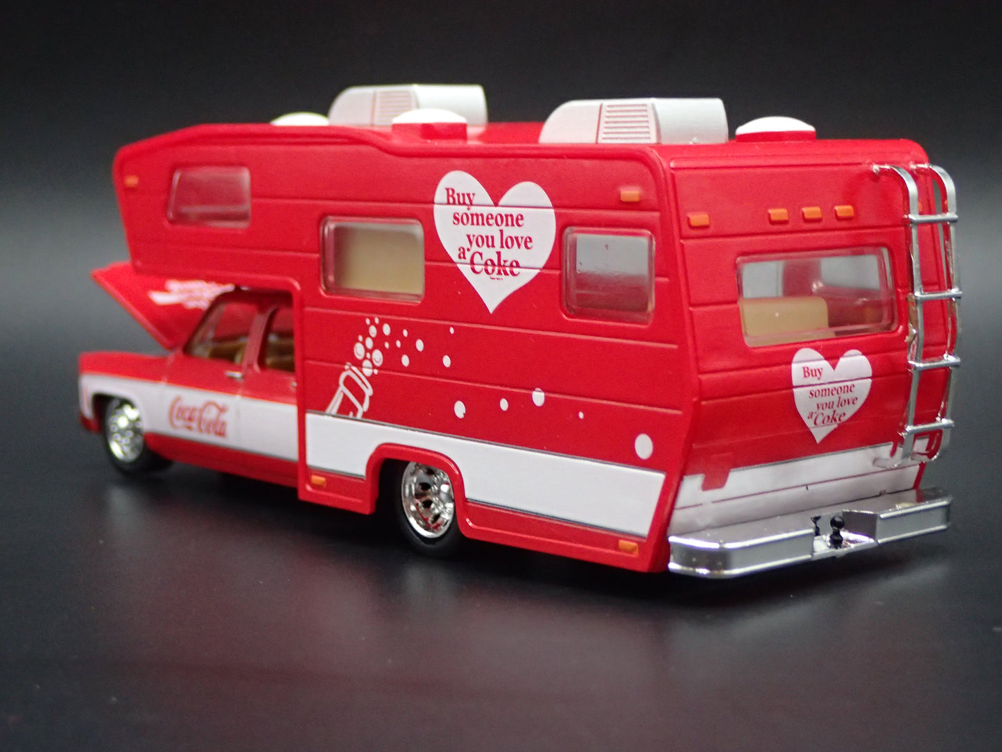 1975 75 CHEVY CHEYENNE SUPER 30 DUALLY SQUARE BODY TRUCK w/ CAMPER 1/64 DIECAST CAR