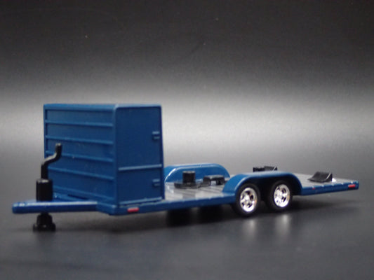 BLUE RACING FLATBED CAR HAULER TRAILER 1:64 SCALE DIORAMA PROP MODEL CAR