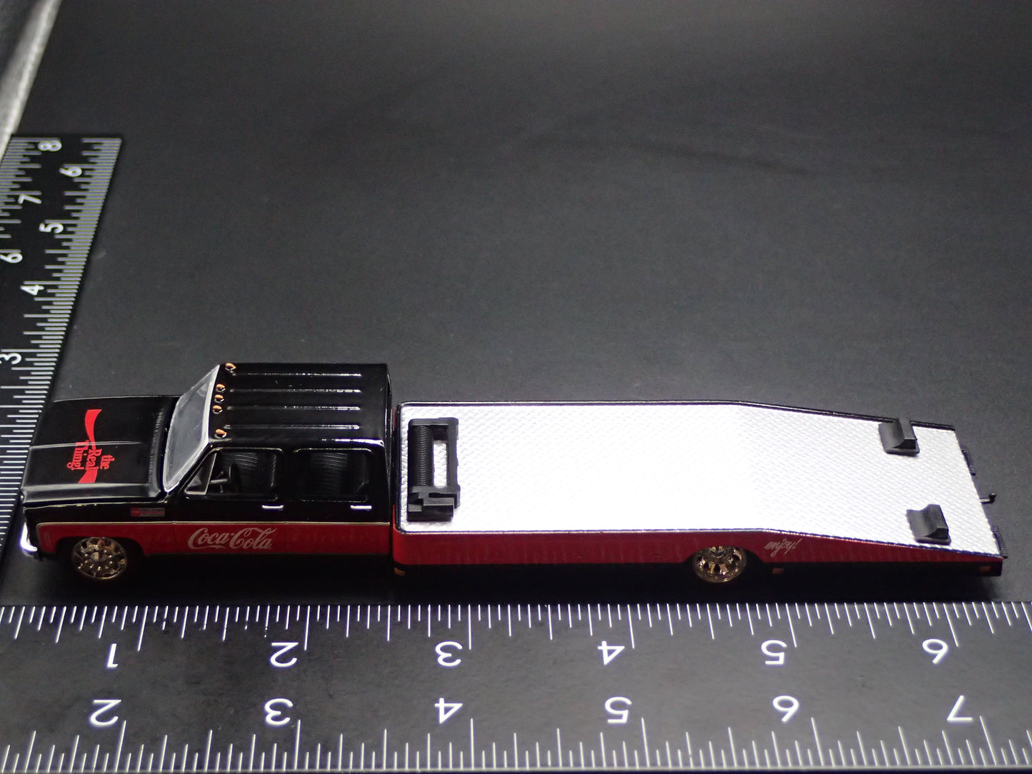 1973 GMC 3500 DUALLY SQUAREBODY RAMP TRUCK COCA COLA 1/64 SCALE DIECAST CAR