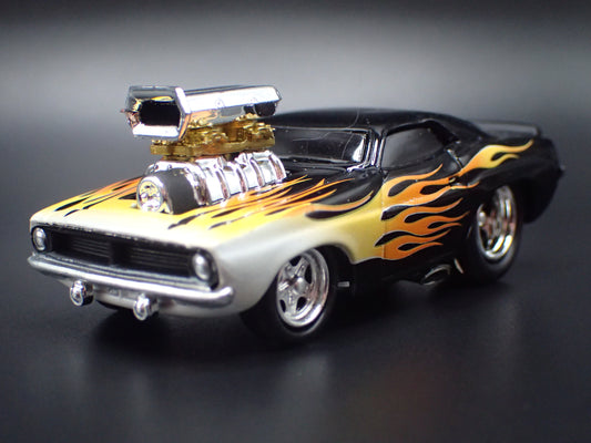 1970 70 PLYMOUTH AAR CUDA BLACK 1:64 SCALE DIORAMA DIECAST MODEL CAR-Burning Rubber Toy Company