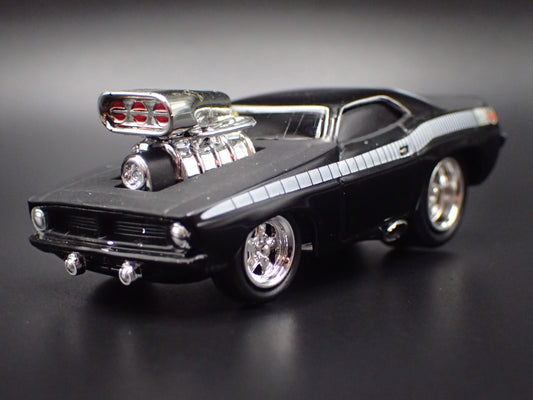 1970 70 PLYMOUTH AAR CUDA BLACK 1:64 SCALE DIORAMA DIECAST MODEL CAR-Burning Rubber Toy Company