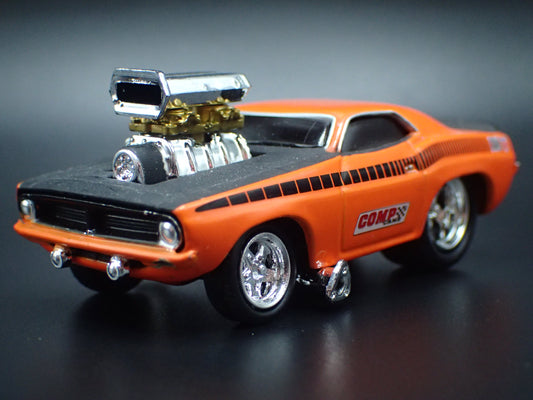 1970 70 PLYMOUTH AAR CUDA ORANGE 1:64 SCALE DIORAMA DIECAST MODEL CAR-Burning Rubber Toy Company