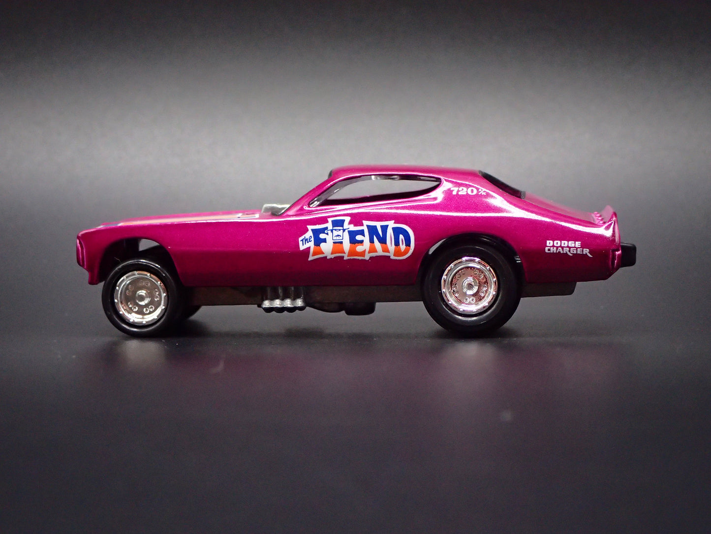 1972 72 DODGE CHALLENGER FUNNY CAR NHRA THE FIEND 1:64 SCALE DIECAST MODEL CAR