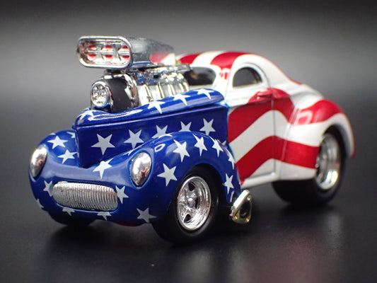 1941 41 WILLYS COUPE USA TRIBUTE NHRA RARE 1:64 SCALE DIORAMA DIECAST MODEL CAR-Burning Rubber Toy Company