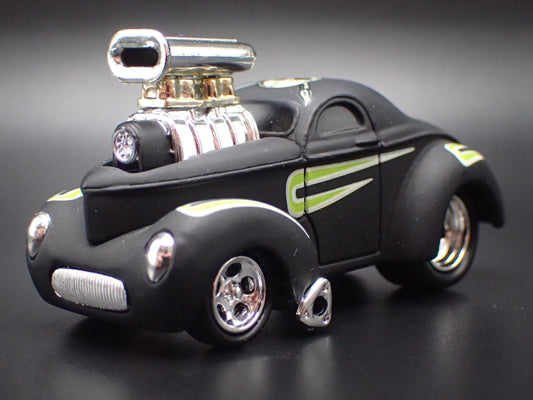 1941 41 WILLYS COUPE GASSER w/ BLOWER NHRA 1:64 SCALE DIORAMA DIECAST MODEL CAR-Burning Rubber Toy Company
