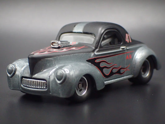 1941 41 WILLYS COUPE GASSER NHRA GRAY 1:64 SCALE DIORAMA DIECAST MODEL CAR-Burning Rubber Toy Company
