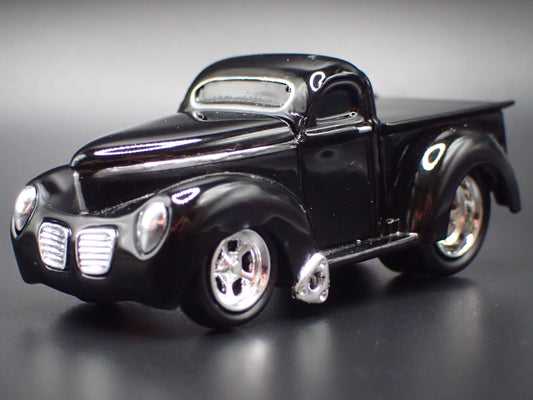 1940 40 WILLYS PICKUP TRUCK BLACK 1:64 SCALE DIORAMA DIECAST MODEL CAR