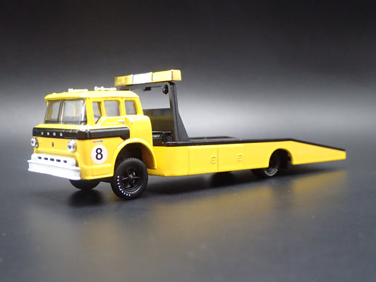 1970 70 FORD COE C600 CAR HAULER RAMP TRUCK YELLOW 1:64 SCALE DIECAST MODEL CAR