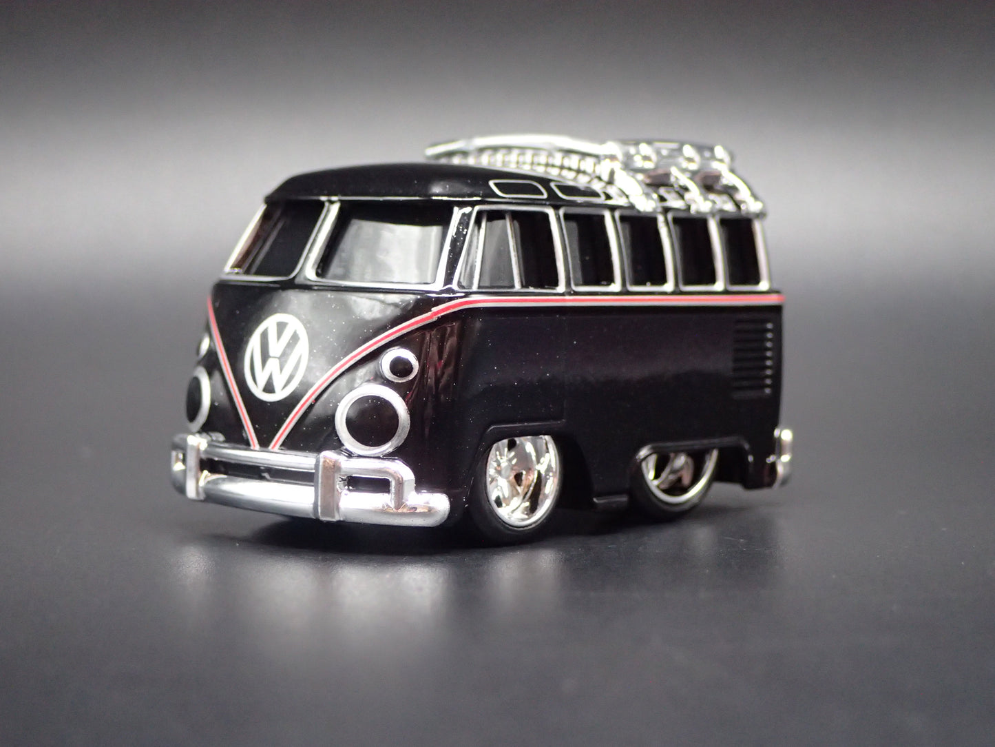VW TYPE 2 T1 BUS CAR TUNED BLACK 1:64 SCALE DIORAMA DIECAST MODEL CAR