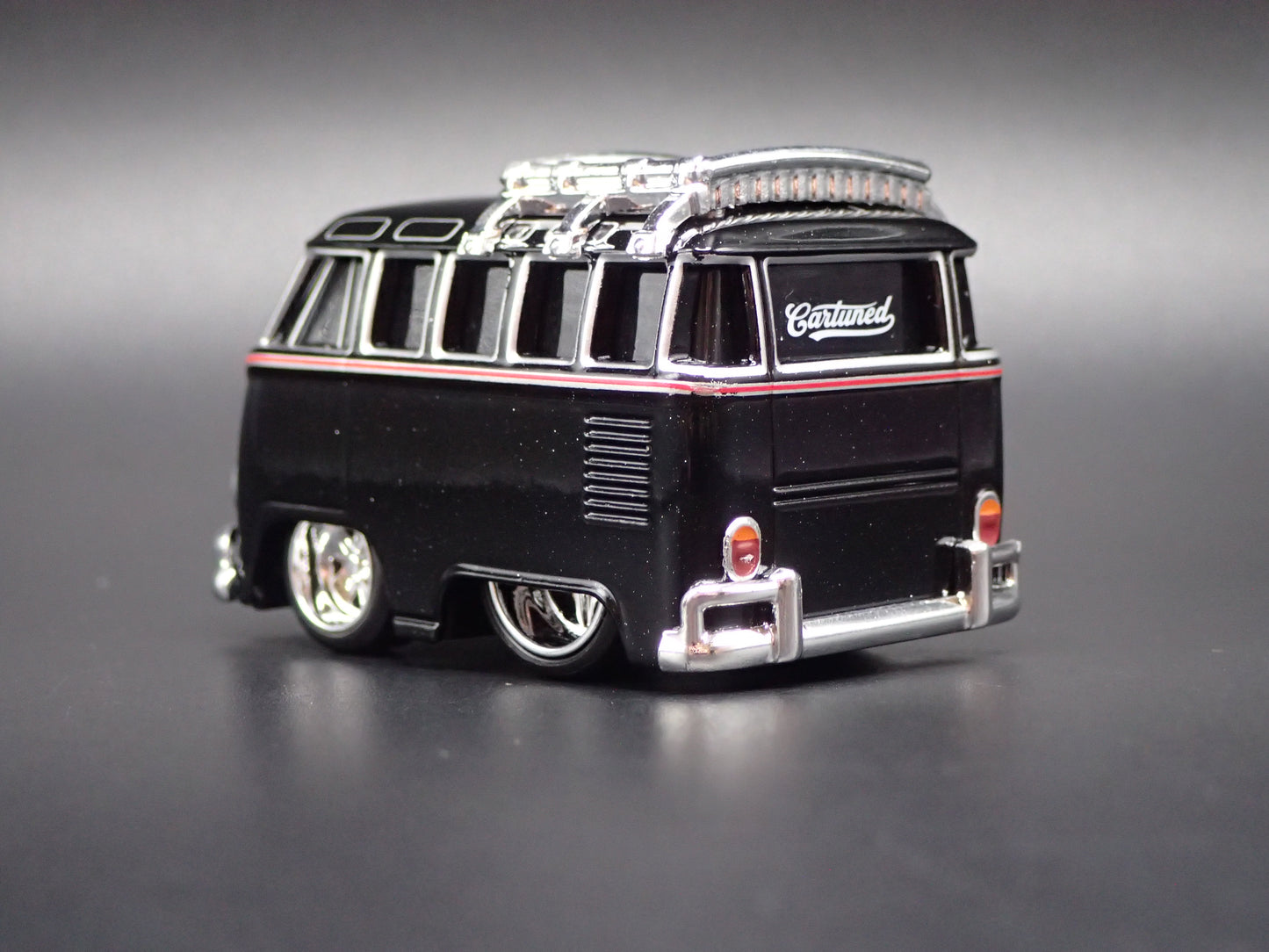 VW TYPE 2 T1 BUS CAR TUNED BLACK 1:64 SCALE DIORAMA DIECAST MODEL CAR