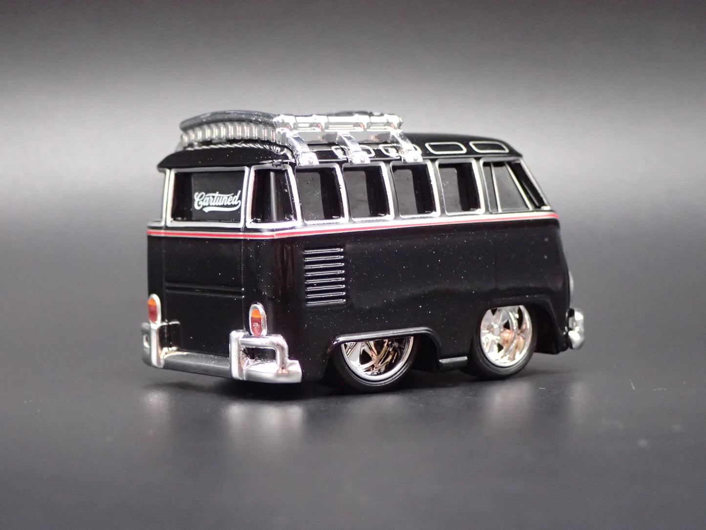 VW TYPE 2 T1 BUS CAR TUNED BLACK 1:64 SCALE DIORAMA DIECAST MODEL CAR