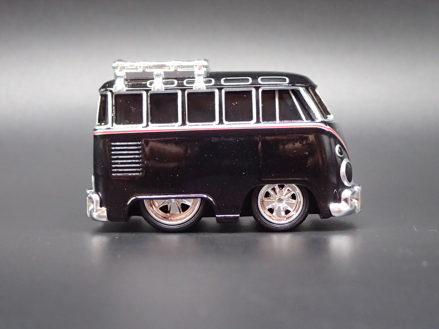 VW TYPE 2 T1 BUS CAR TUNED BLACK 1:64 SCALE DIORAMA DIECAST MODEL CAR