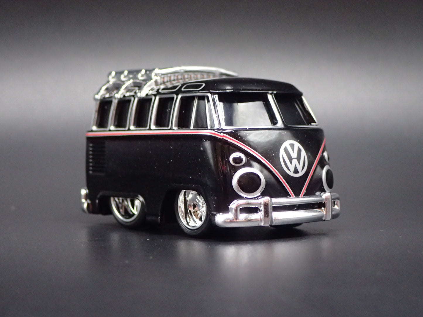 VW TYPE 2 T1 BUS CAR TUNED BLACK 1:64 SCALE DIORAMA DIECAST MODEL CAR