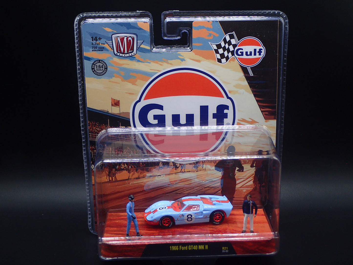 1966 FORD GT40 MK II GULF RACING 2026 M2 MACHINES DIORAMA RED CHASE R21 26-02