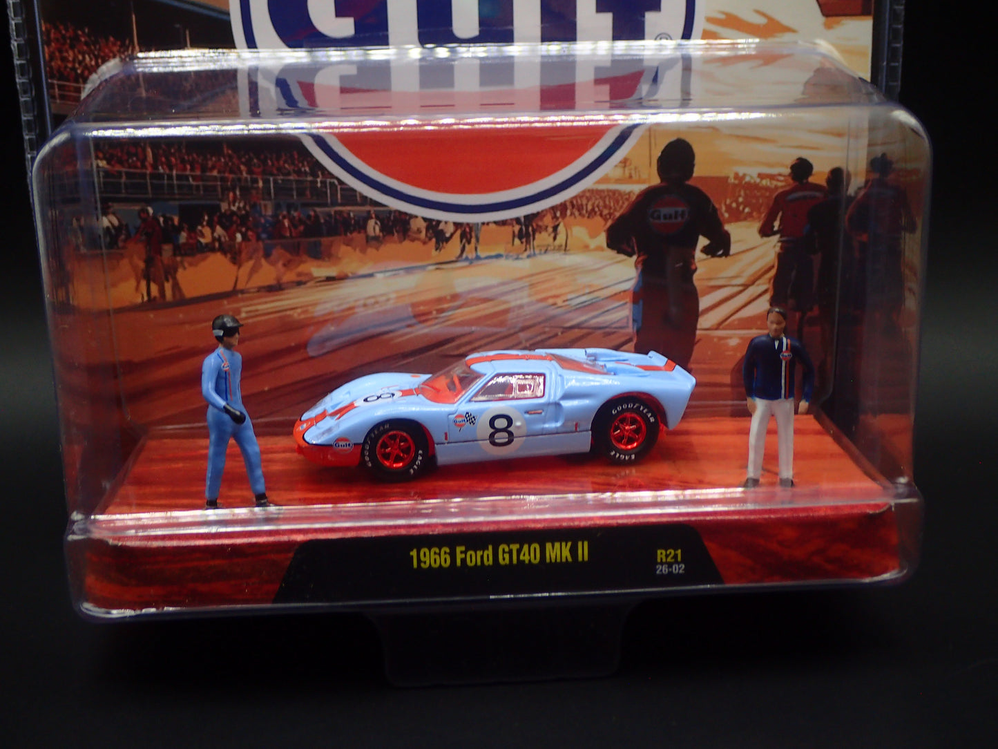 1966 FORD GT40 MK II GULF RACING 2026 M2 MACHINES DIORAMA RED CHASE R21 26-02
