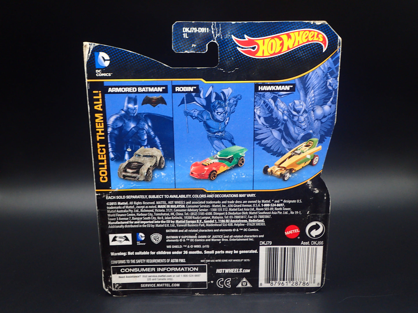 2015 HOT WHEELS DC SUPERMAN VS BATMAN HOT WHEELS CHARACTER CARS 1/64