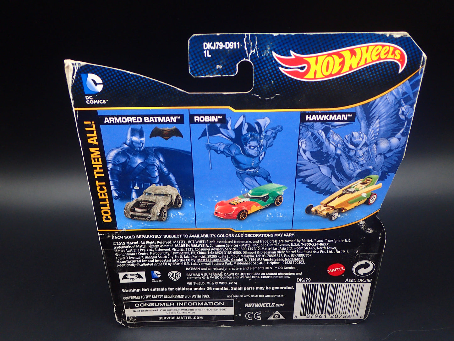 2015 HOT WHEELS DC SUPERMAN VS BATMAN HOT WHEELS CHARACTER CARS 1/64