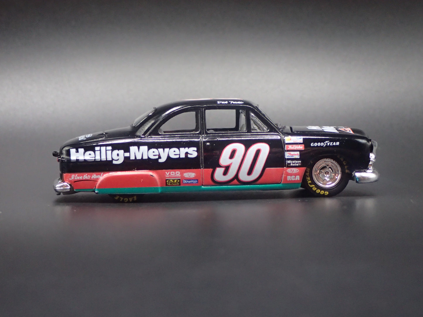 1949-1951 FORD COUPE SHOE BOX 90 DICK TRICKLE NASCAR BARN FIND 1:64 SCALE DIECAST CAR