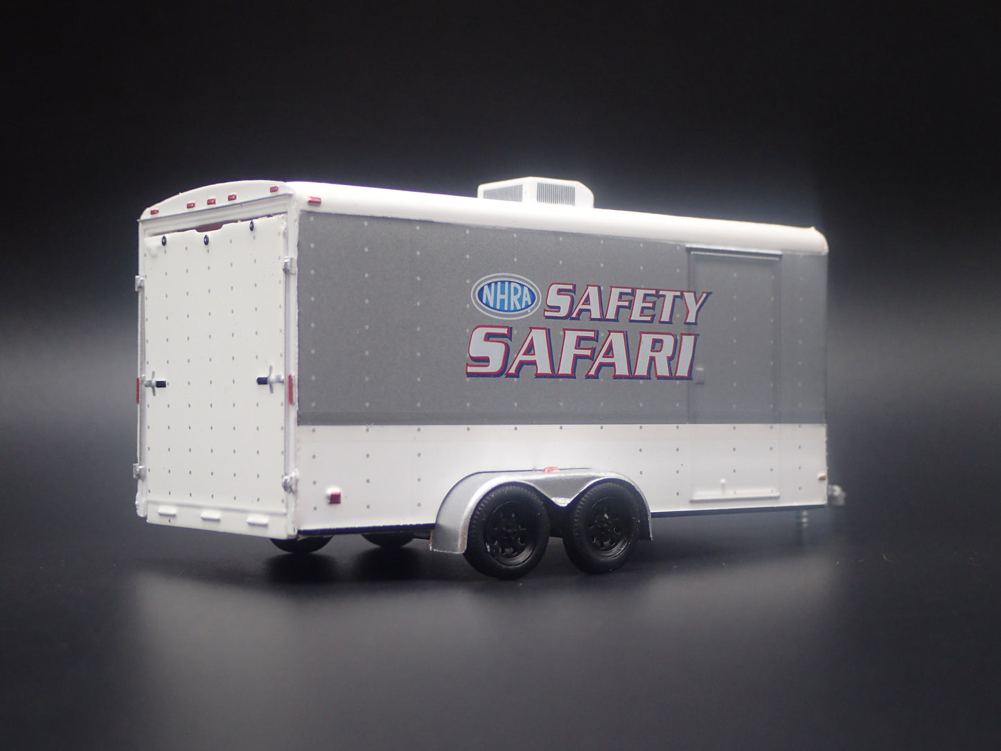 NHRA ENCLOSED CAR TOY HAULER TRAILER W OPENING DOOR 1:64 SCALE DIORAMA MODEL