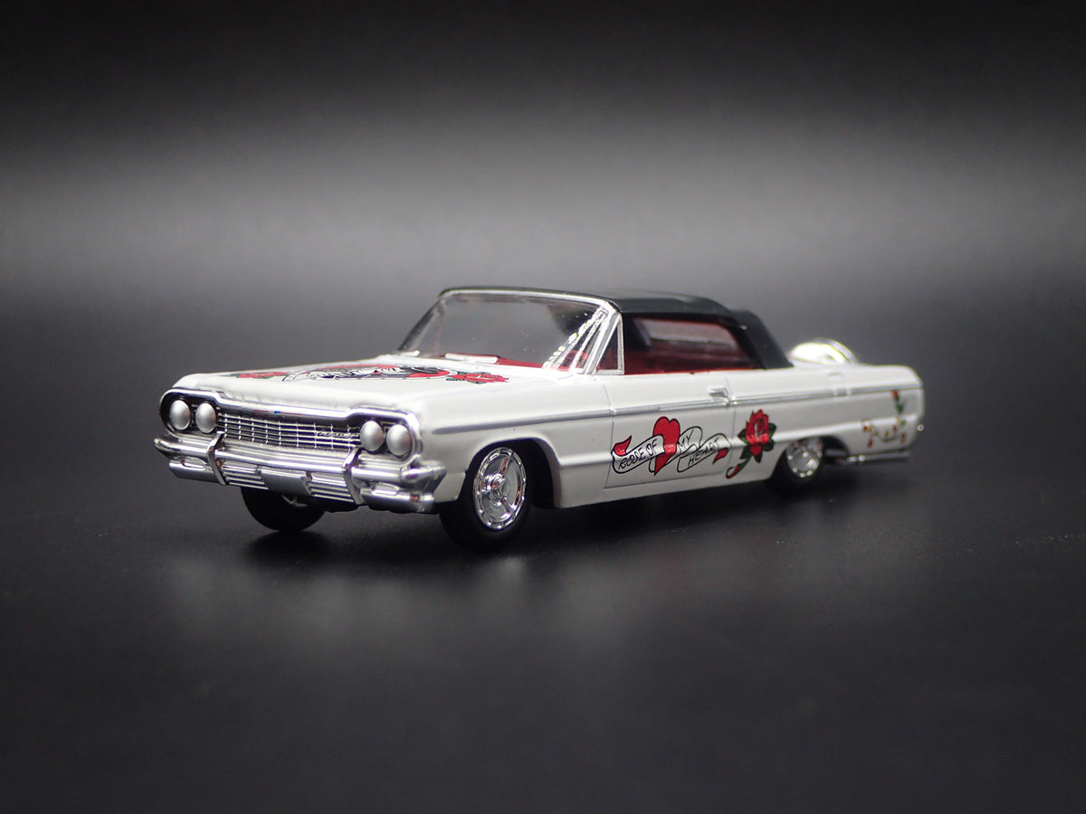 1964 64 CHEVY CHEVROLET IMPALA CONVERTIBLE WHITE 1:64 SCALE DIORAMA DIECAST CAR