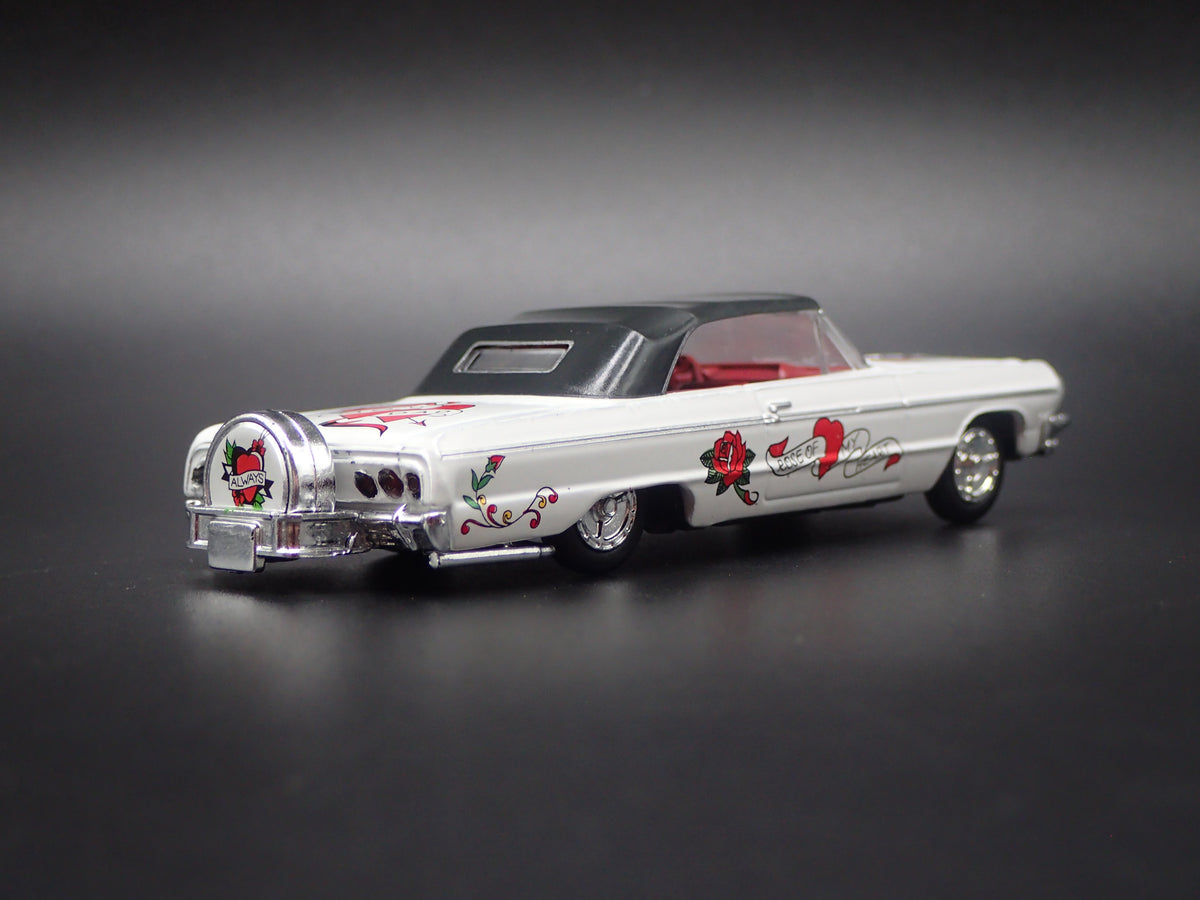 1964 64 CHEVY CHEVROLET IMPALA CONVERTIBLE WHITE 1:64 SCALE DIORAMA DIECAST CAR