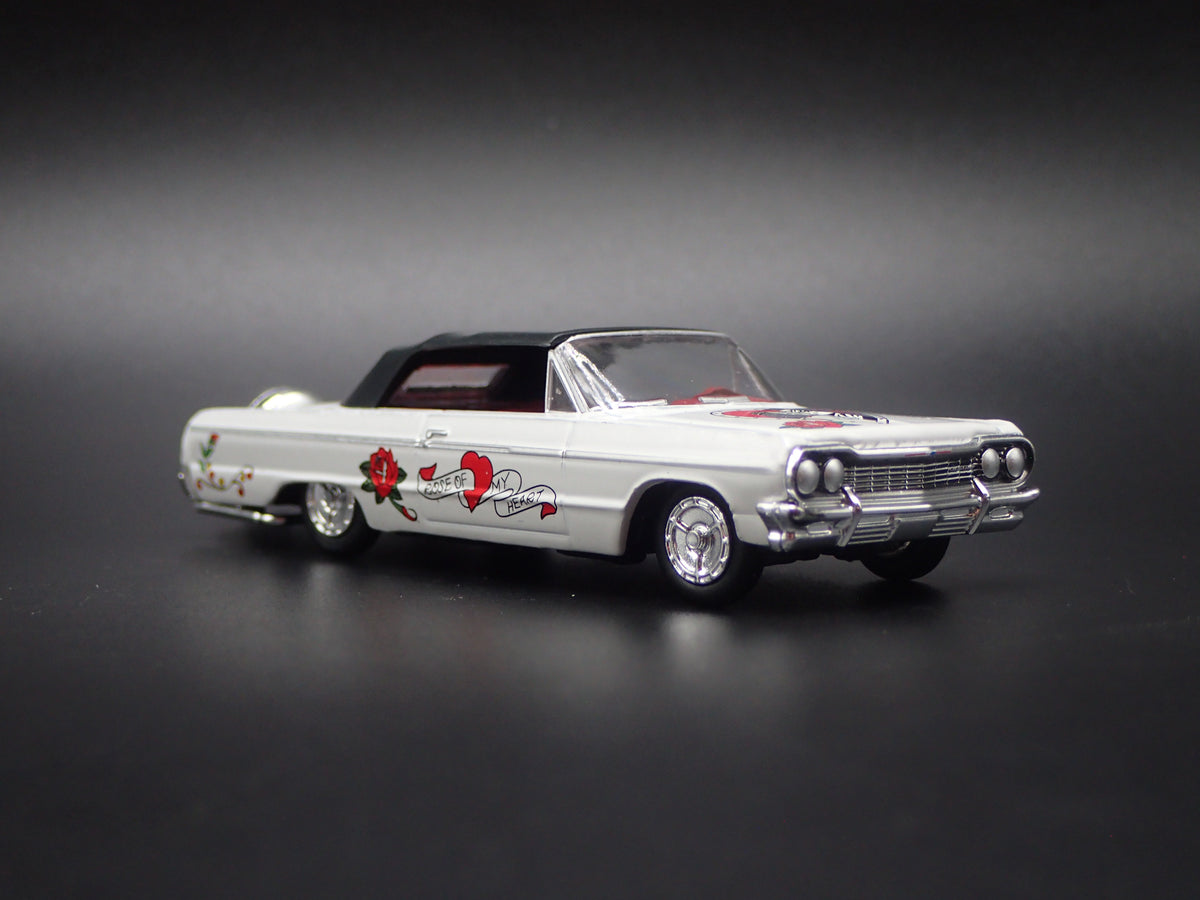 1964 64 CHEVY CHEVROLET IMPALA CONVERTIBLE WHITE 1:64 SCALE DIORAMA DIECAST CAR