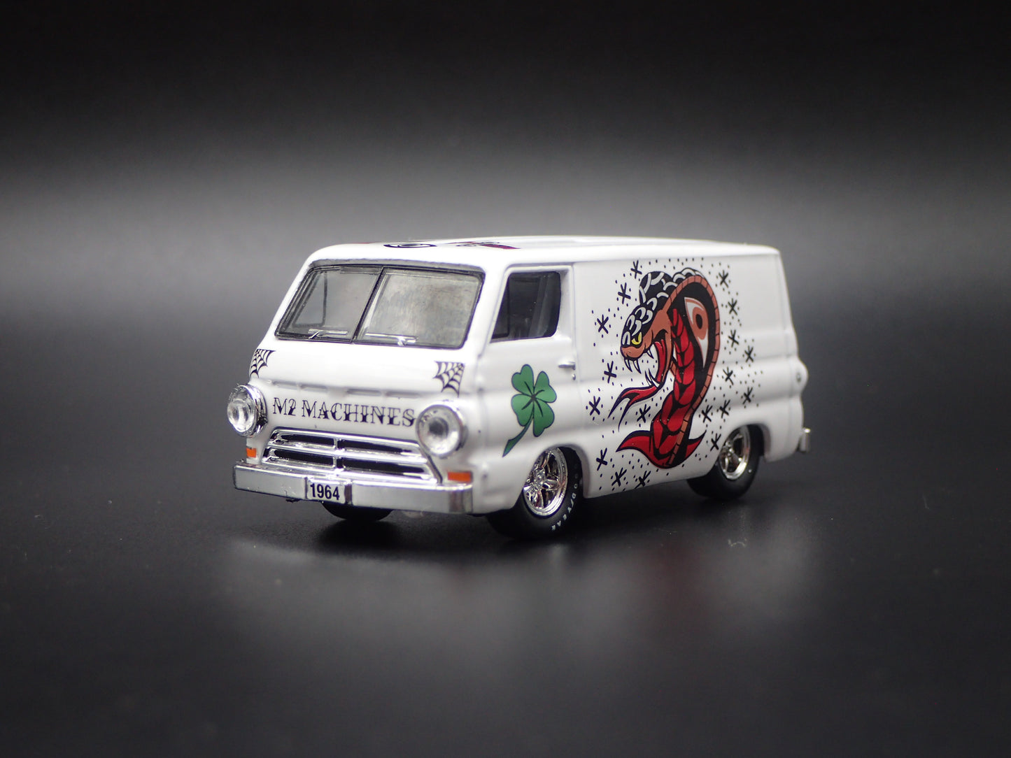 1964 64 DODGE A100 PANEL VAN WHITE 1/64 SCALE DIORAMA DIECAST MODEL CAR