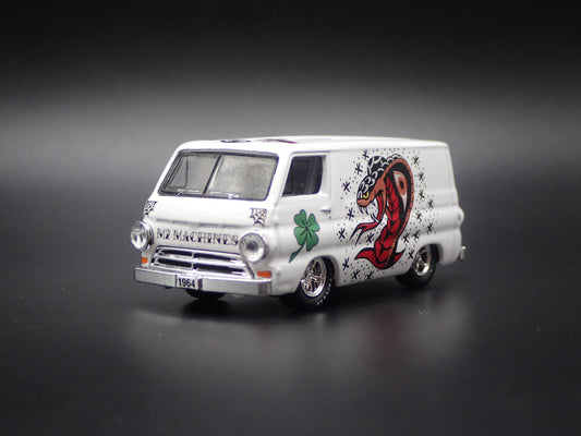 1964 64 DODGE A100 PANEL VAN WHITE 1/64 SCALE DIORAMA DIECAST MODEL CAR
