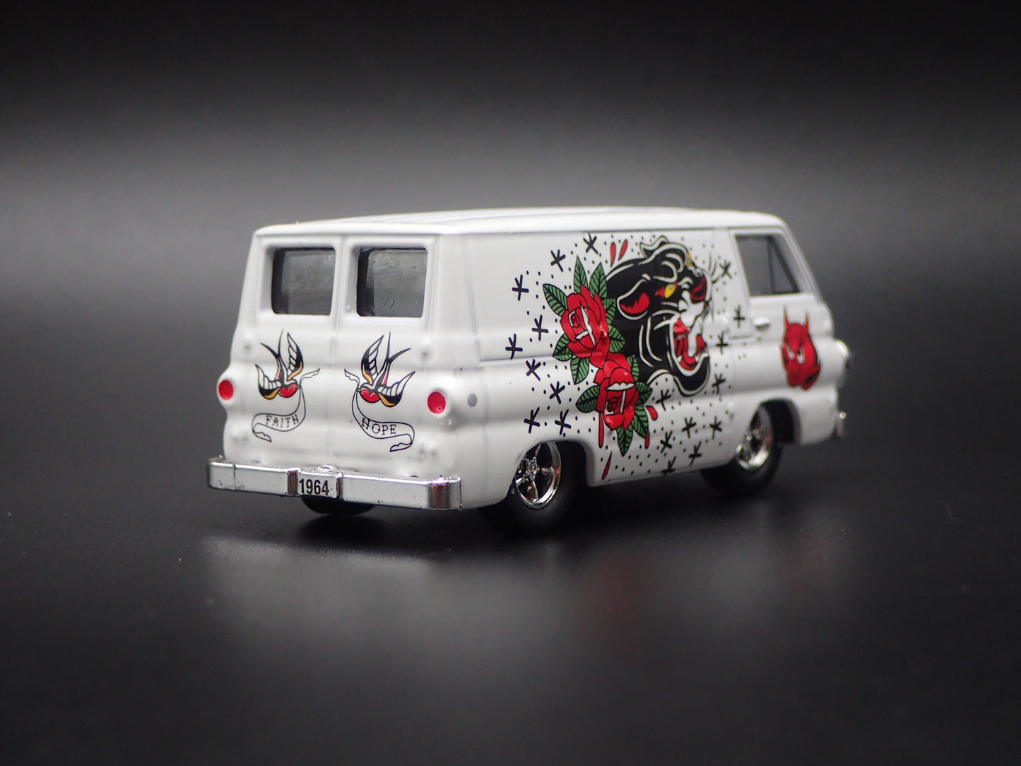 1964 64 DODGE A100 PANEL VAN WHITE 1/64 SCALE DIORAMA DIECAST MODEL CAR