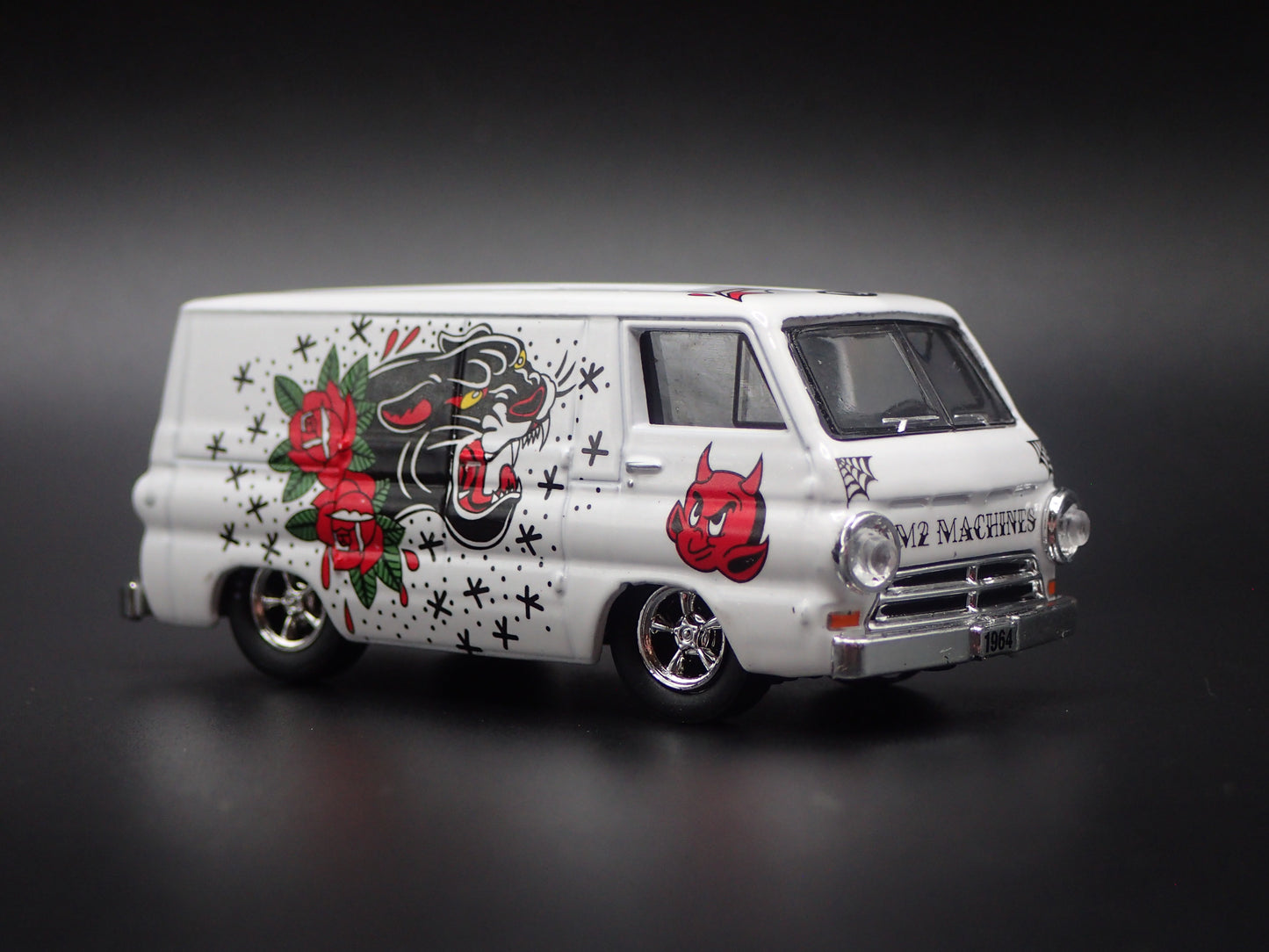 1964 64 DODGE A100 PANEL VAN WHITE 1/64 SCALE DIORAMA DIECAST MODEL CAR