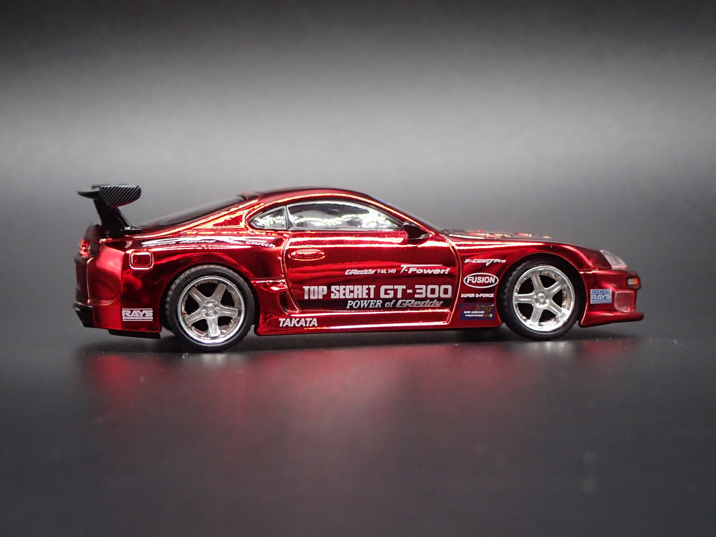 1994-1998 TOYOTA SUPRA A80 TOP SECRET GT300 RED 1/64 SCALE DIECAST MODEL CAR