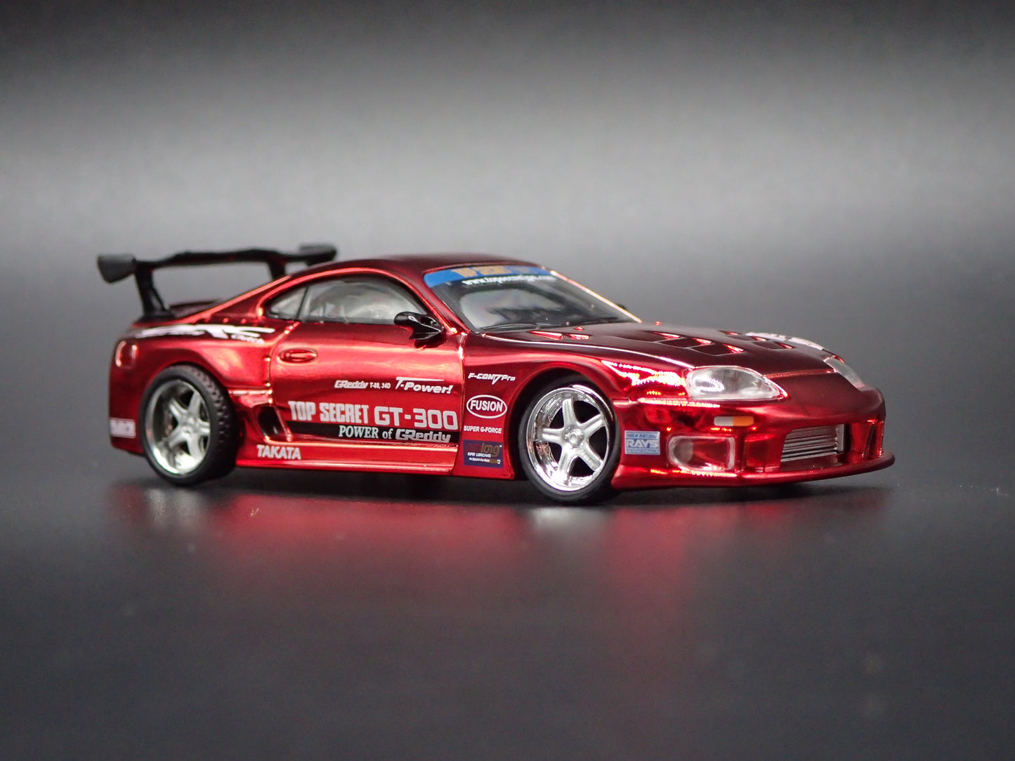 1994-1998 TOYOTA SUPRA A80 TOP SECRET GT300 RED 1/64 SCALE DIECAST MODEL CAR