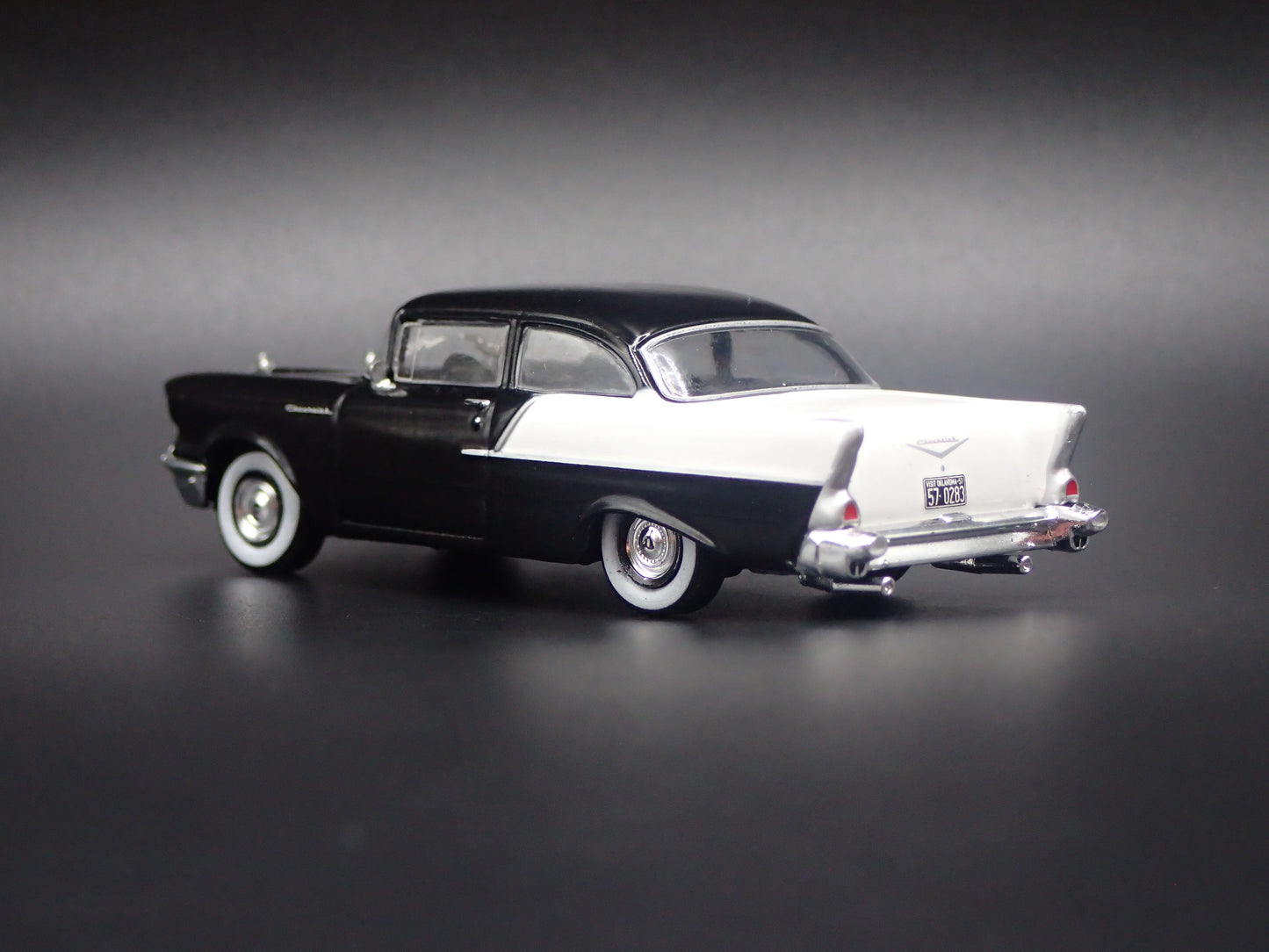 1957 57 CHEVY CHEVROLET 150 SEDAN BLACK 1:64 SCALE DIORAMA DIECAST MODEL CAR