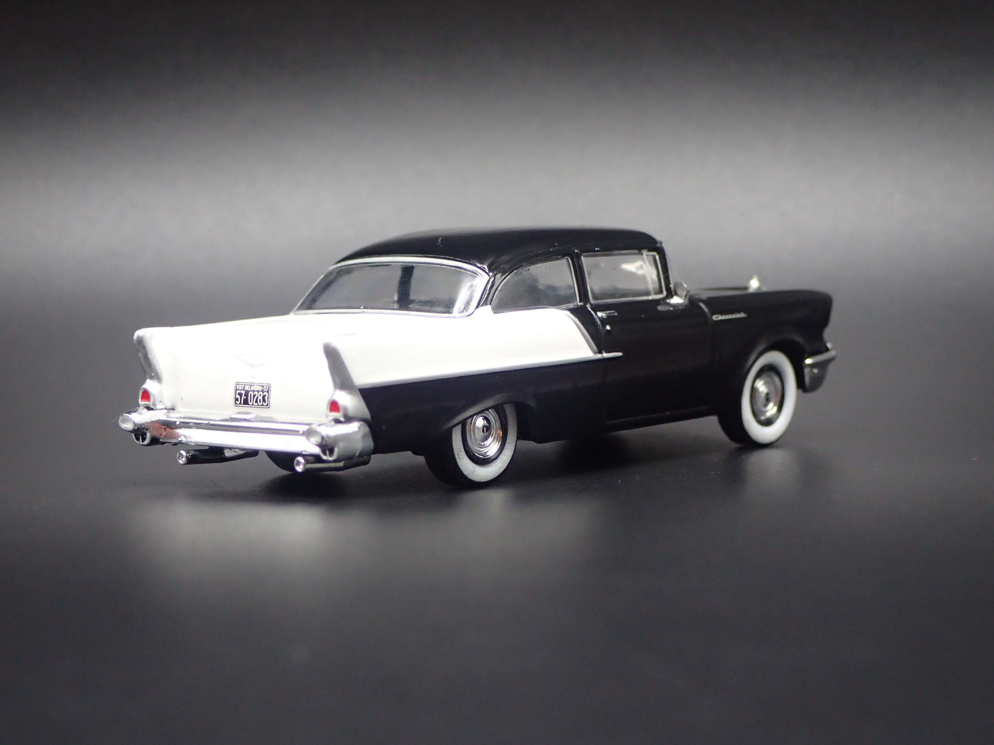 1957 57 CHEVY CHEVROLET 150 SEDAN BLACK 1:64 SCALE DIORAMA DIECAST MODEL CAR
