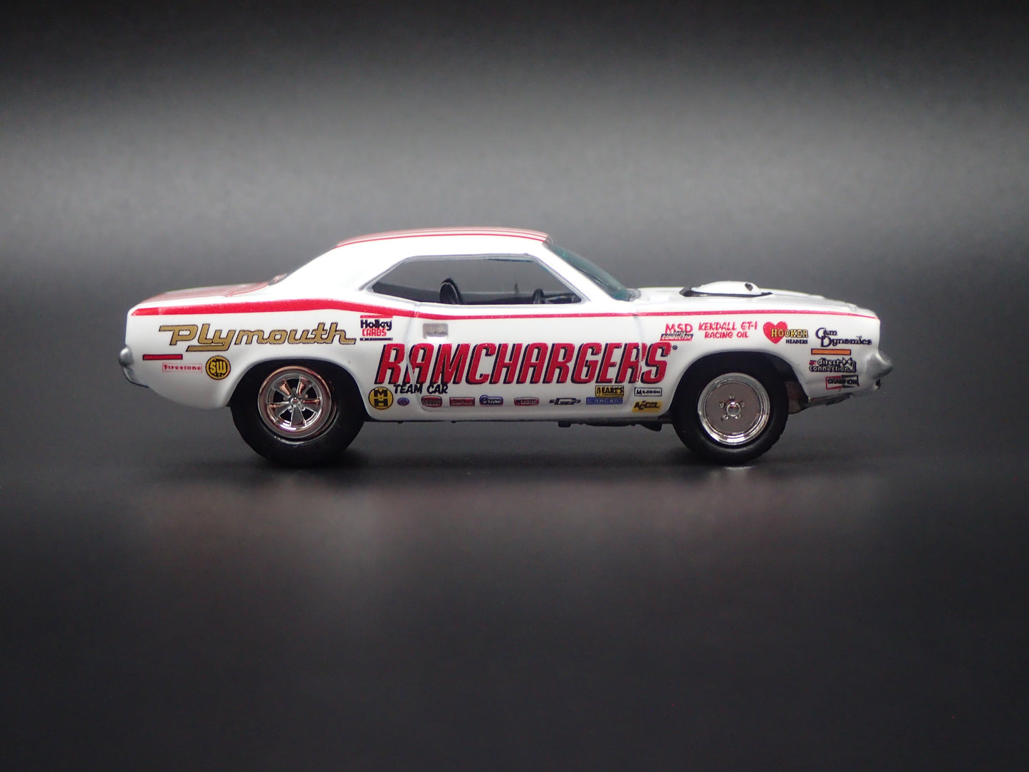 1970 70 PLYMOUTH HEMI CUDA SUPER STOCK RAMCHARGERS NHRA 1:64 SCALE DIECAST CAR